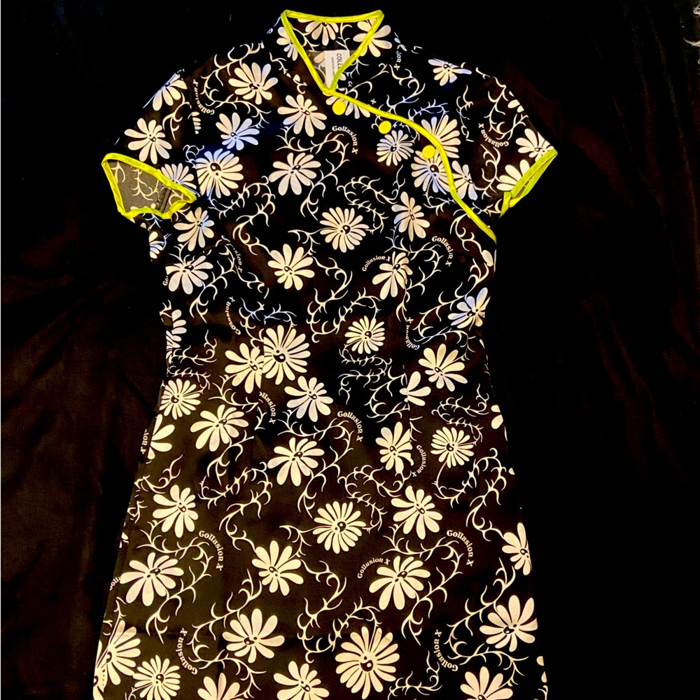 Chinese geisha type floral satin dress